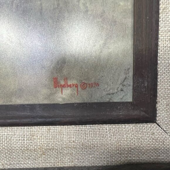 Vintage Dalhart Windberg Wood Framed Print 18x16 Deer And Tree 1970 - Picture 4 of 7